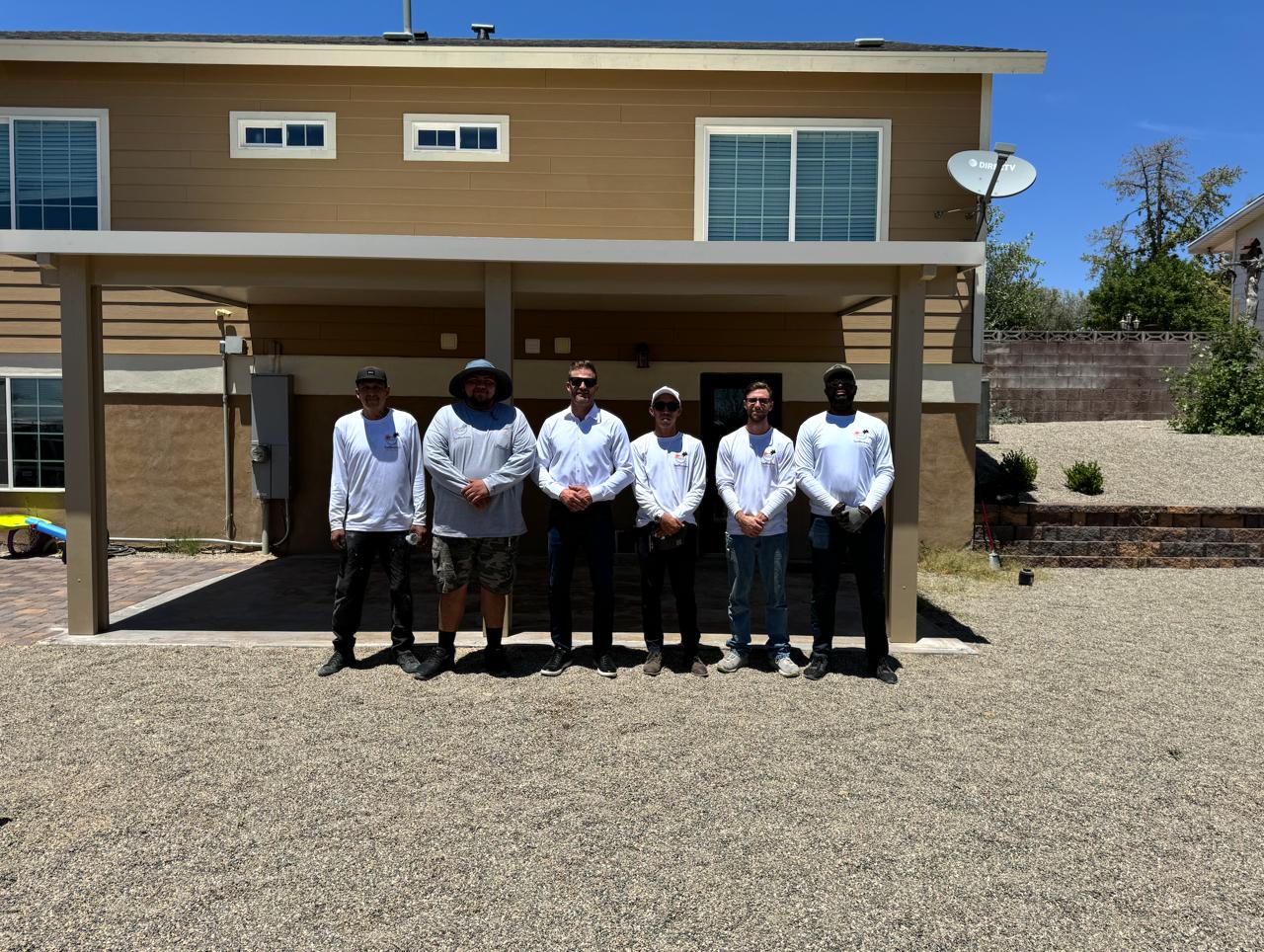 The SunBlockers Patio Covers crew after a completed installation in Las Vegas